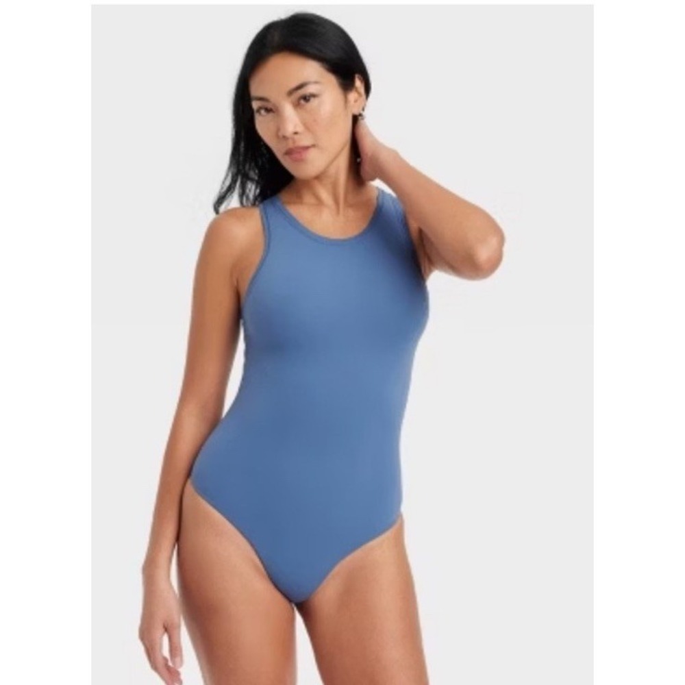 Auden Women's Luxury Collection Stretch Thong Bodysuit blue Size Large - Picture 1 of 4